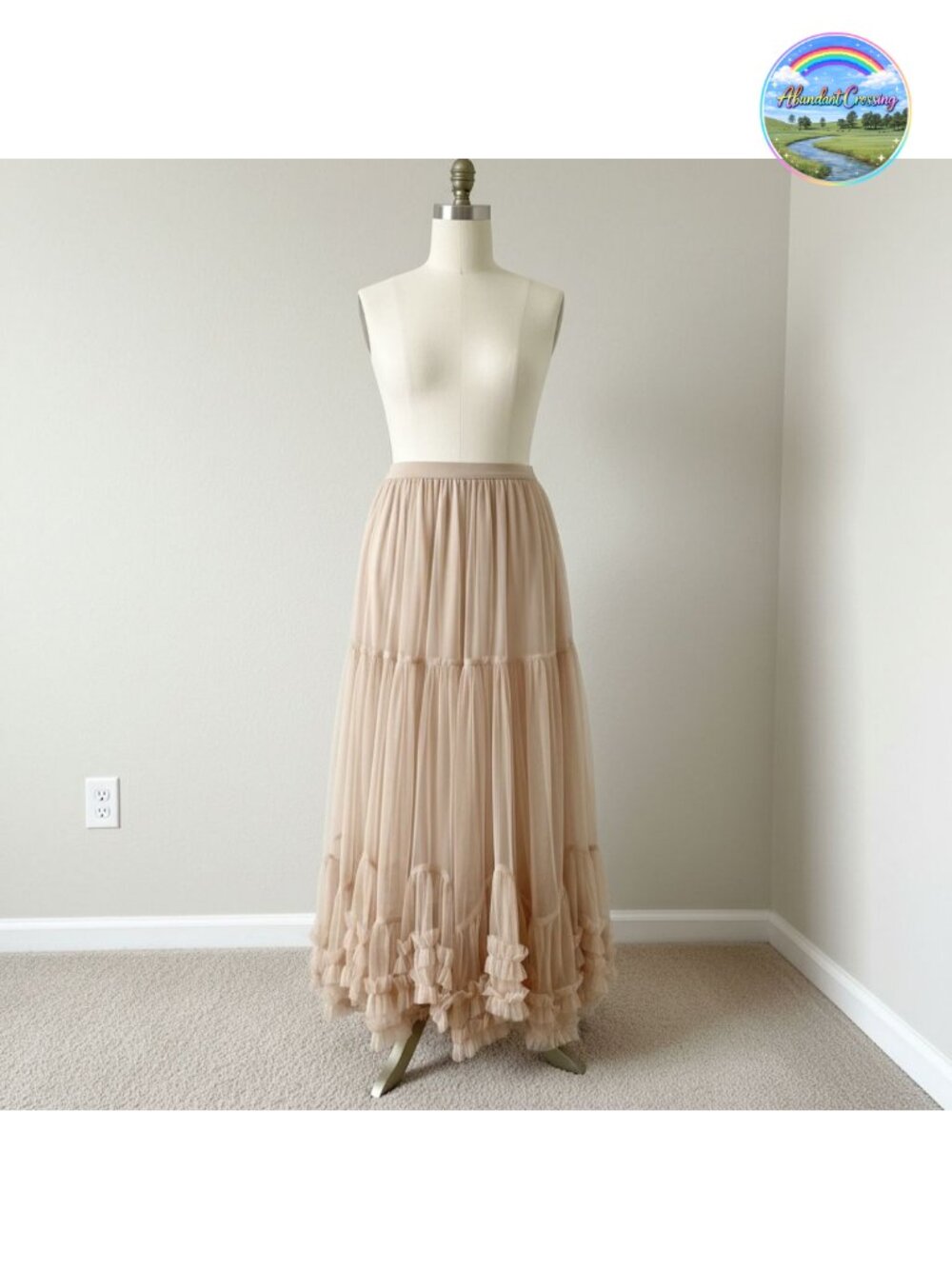 Tulle Maxi Skirt A Line Tiered Mesh Fairy Ankle Length Elastic Waist